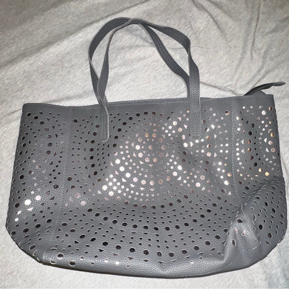 Bath and Body Works Gray Perforated Tote Bag